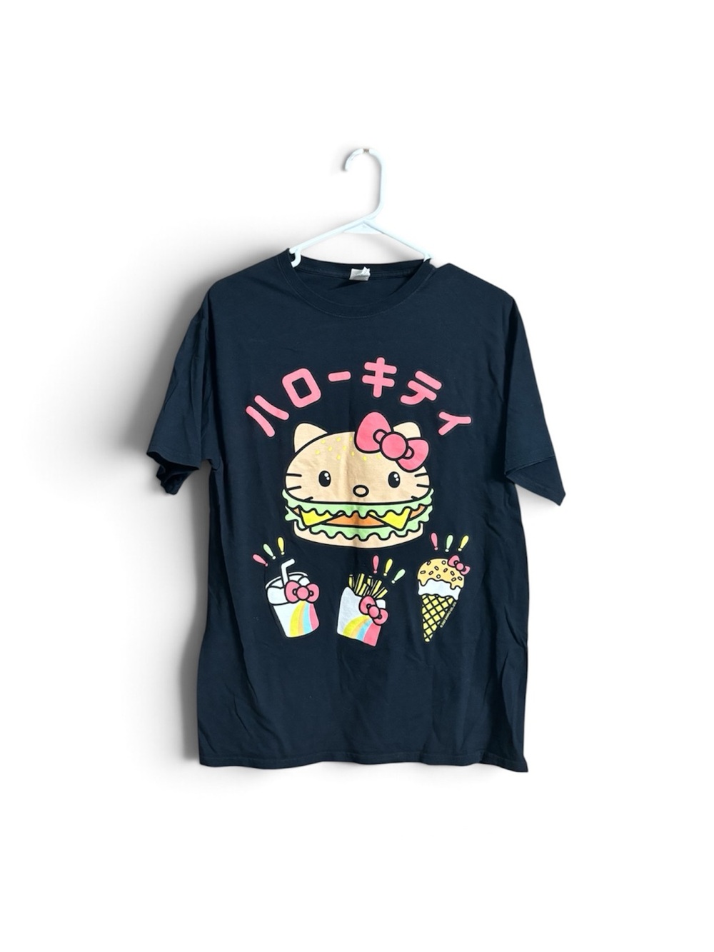 Black Hello Kitty fast food Snack Graphic Tee